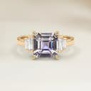 Bague Art Deco Saphir Violet Emerald Cut de 3,56ct