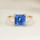 Bague Art Deco Saphir Bleu Emerald Cut de 1,55ct
