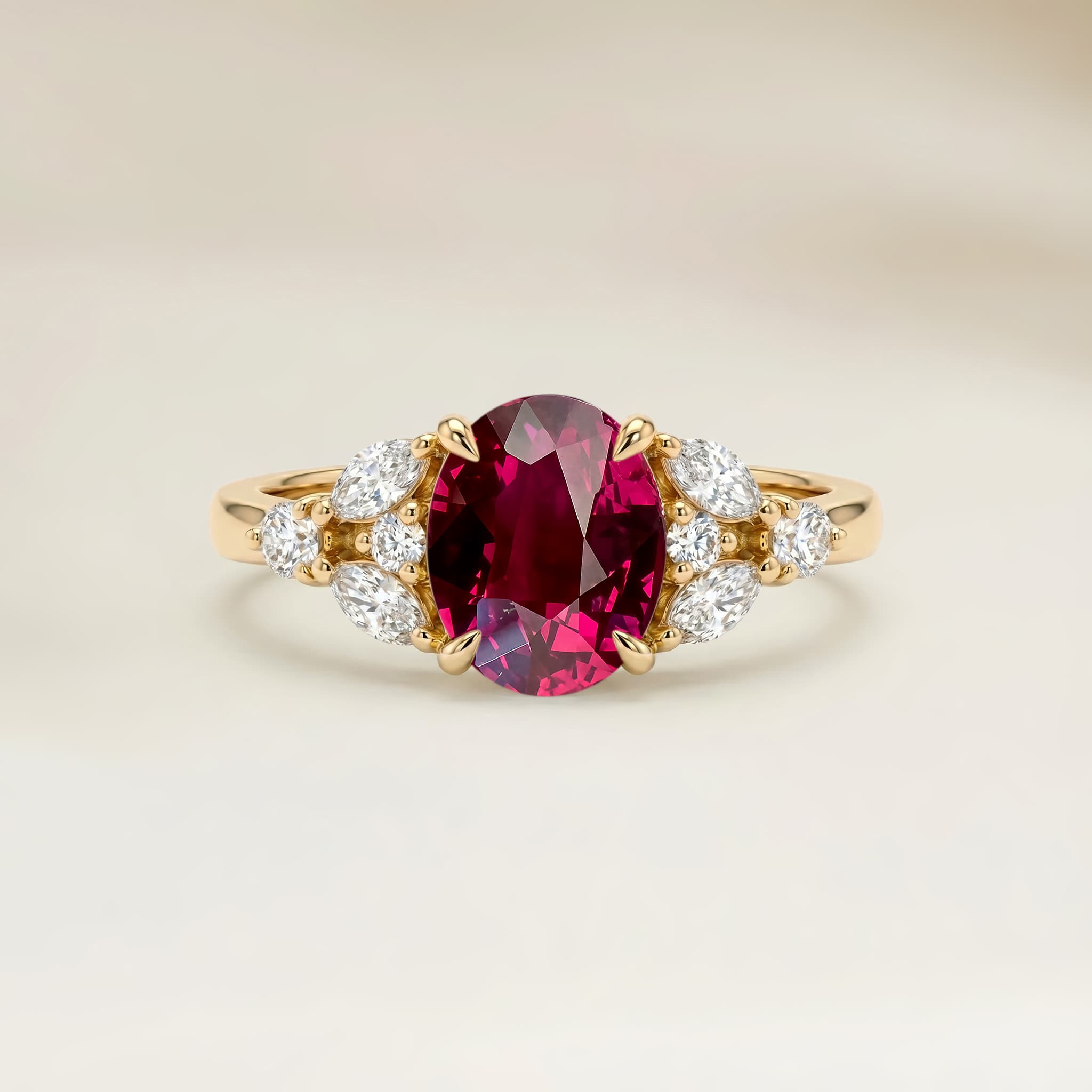 Bague Floral Rubis du Mozambique Ovale de 1,50ct