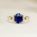 Bague Floral Saphir Bleu Ovale de 1,26ct