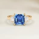 Bague Art Deco Saphir Bleu Rectangle de 1,65ct