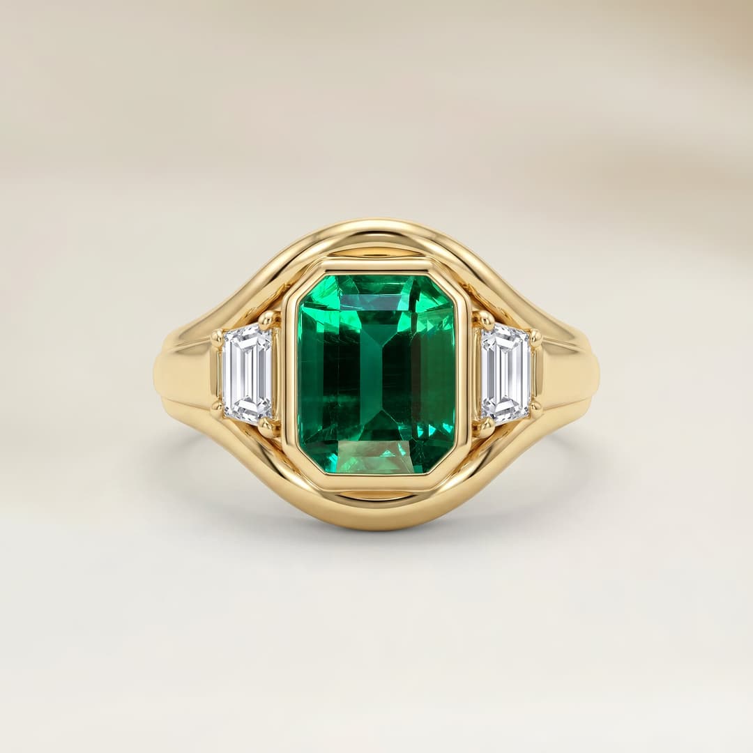 Bague Moderne Emeraude de Zambie Rectangle de 1,71ct