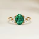 Bague Floral Emeraude de Zambie Ovale de 1,62ct
