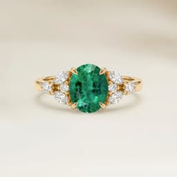 Bague Floral Emeraude de Zambie Ovale de 1,62ct