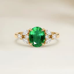 Bague Floral Emeraude de Zambie Ovale de 1,60ct