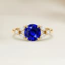 Bague Floral Saphir Bleu Rond de 2,52ct
