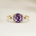 Bague Floral Saphir Violet Rond de 1,38ct