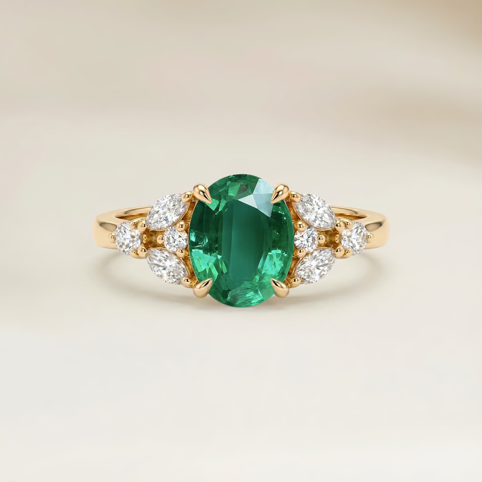 Bague Floral Emeraude de Zambie Ovale de 1,98ct image 2