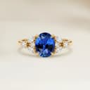 Bague Floral Saphir Bleu Ovale de 1,76ct