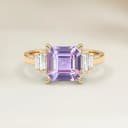 Bague Art Deco Saphir Rose Emerald Cut de 1,12ct