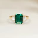 Bague Art Deco Emeraude de Zambie Rectangle de 1,46ct