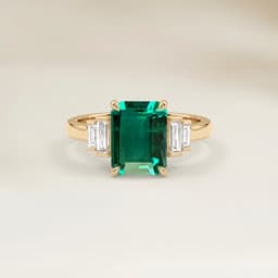 Bague Art Deco Emeraude de Zambie Rectangle de 1,46ct