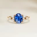 Bague Floral Saphir Bleu Ovale de 1,56ct
