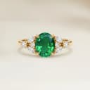 Bague Floral Emeraude de Zambie Ovale de 1,11ct