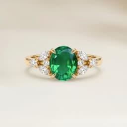 Bague Floral Emeraude de Zambie Ovale de 1,11ct