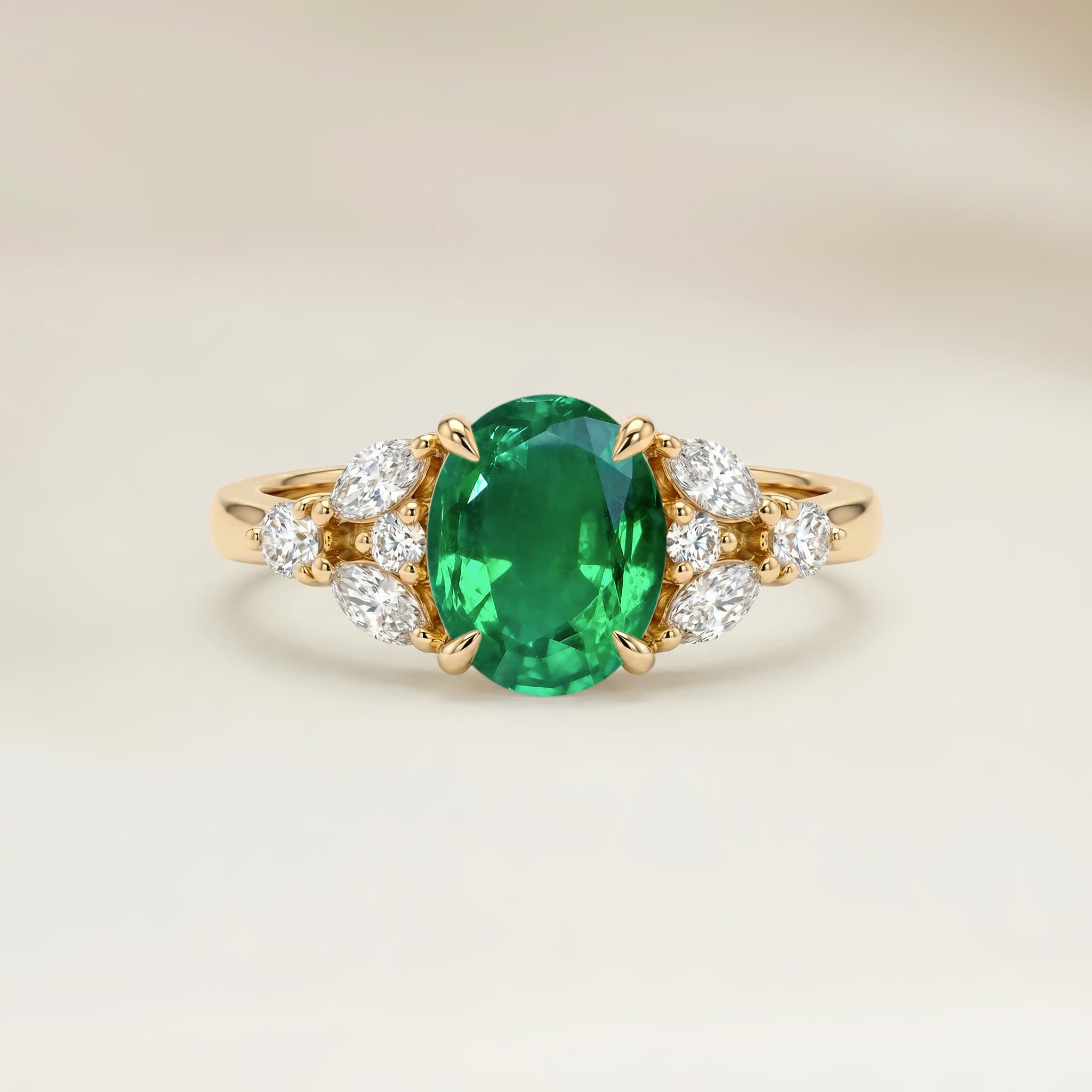 Bague Floral Emeraude de Zambie Ovale de 1,11ct image 2
