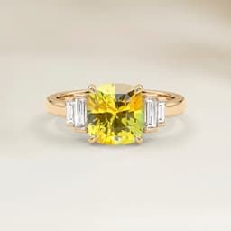 Bague Art Deco Saphir Jaune Coussin de 1,14ct