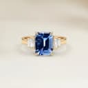 Bague Art Deco Saphir Bleu Rectangle de 0,90ct
