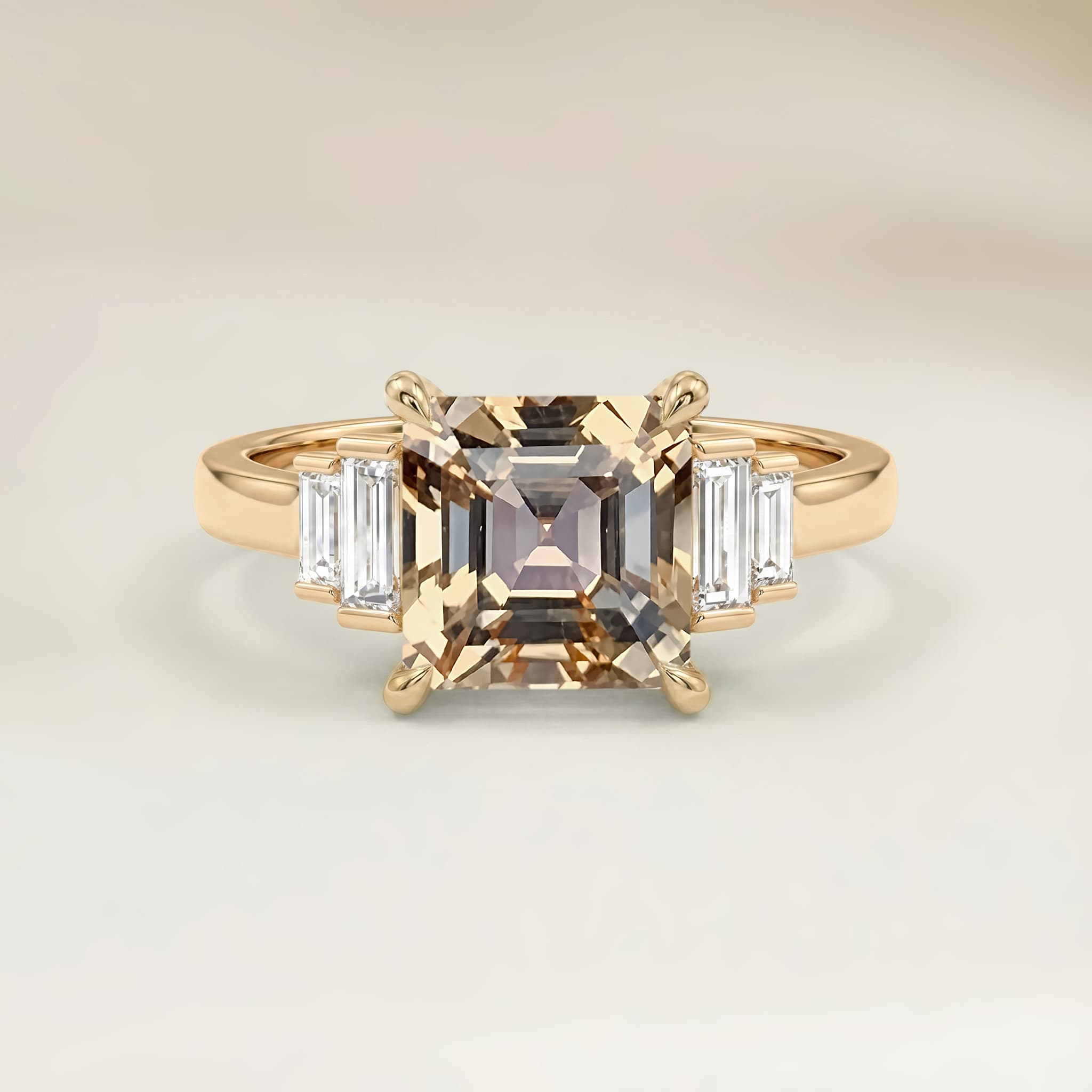 Bague Art Deco Saphir Emerald Cut de 1,32ct