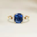 Bague Floral Saphir Bleu Coussin de 1,19ct