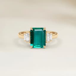 Bague Art Deco Emeraude de Zambie Rectangle de 1,34ct