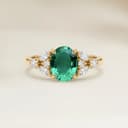 Bague Floral Emeraude de Zambie Ovale de 1,08ct