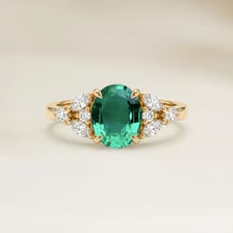 Bague Floral Emeraude de Zambie Ovale de 1,08ct
