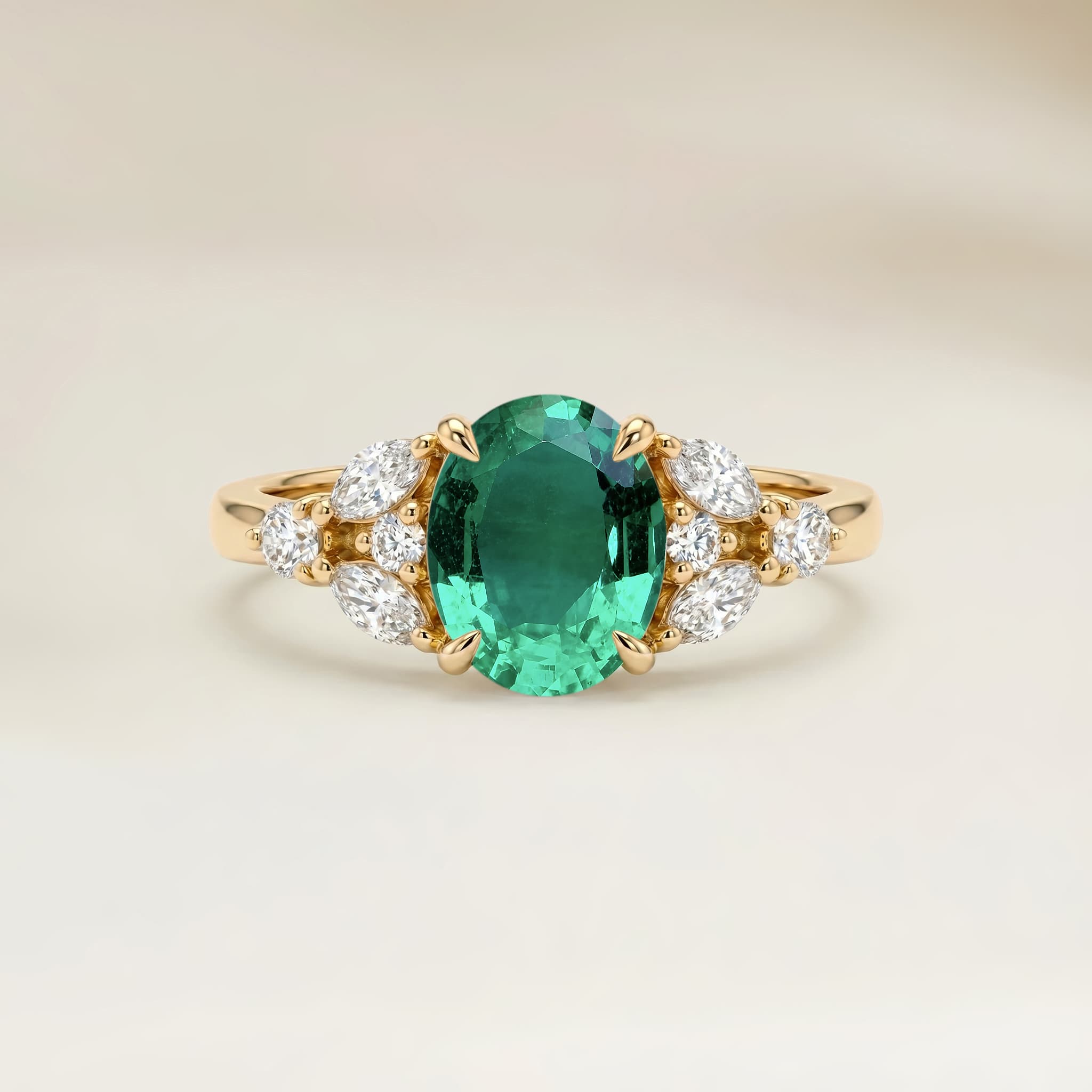 Bague Floral Emeraude de Zambie Ovale de 1,08ct image 2
