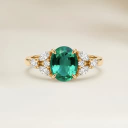 Bague Floral Emeraude de Zambie Ovale de 1,05ct