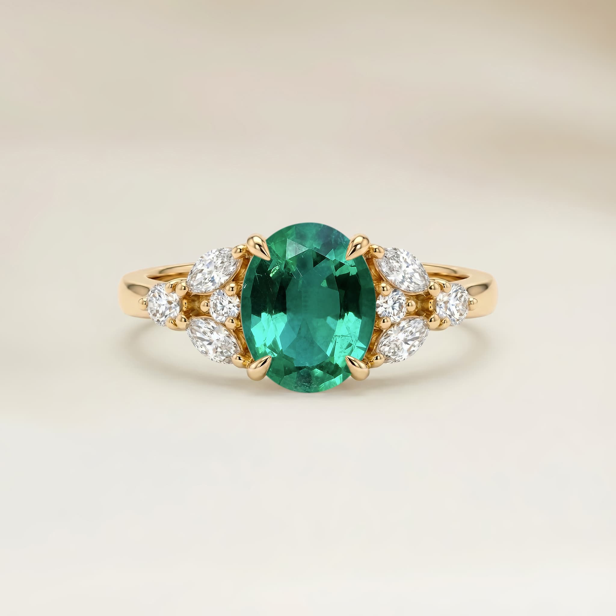 Bague Floral Emeraude de Zambie Ovale de 1,05ct image 2