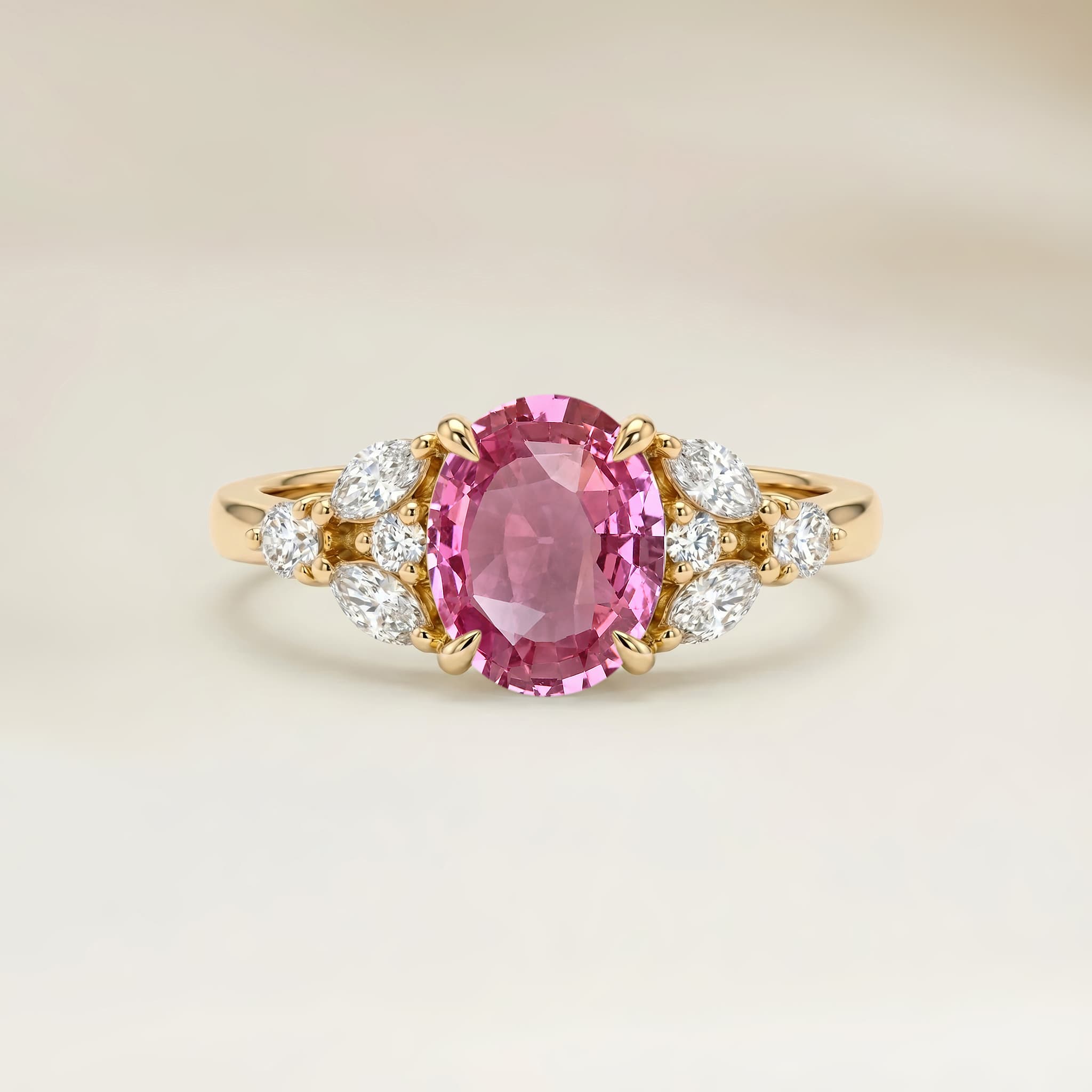 Bague Floral Saphir Padparadscha Ovale de 1,07ct
