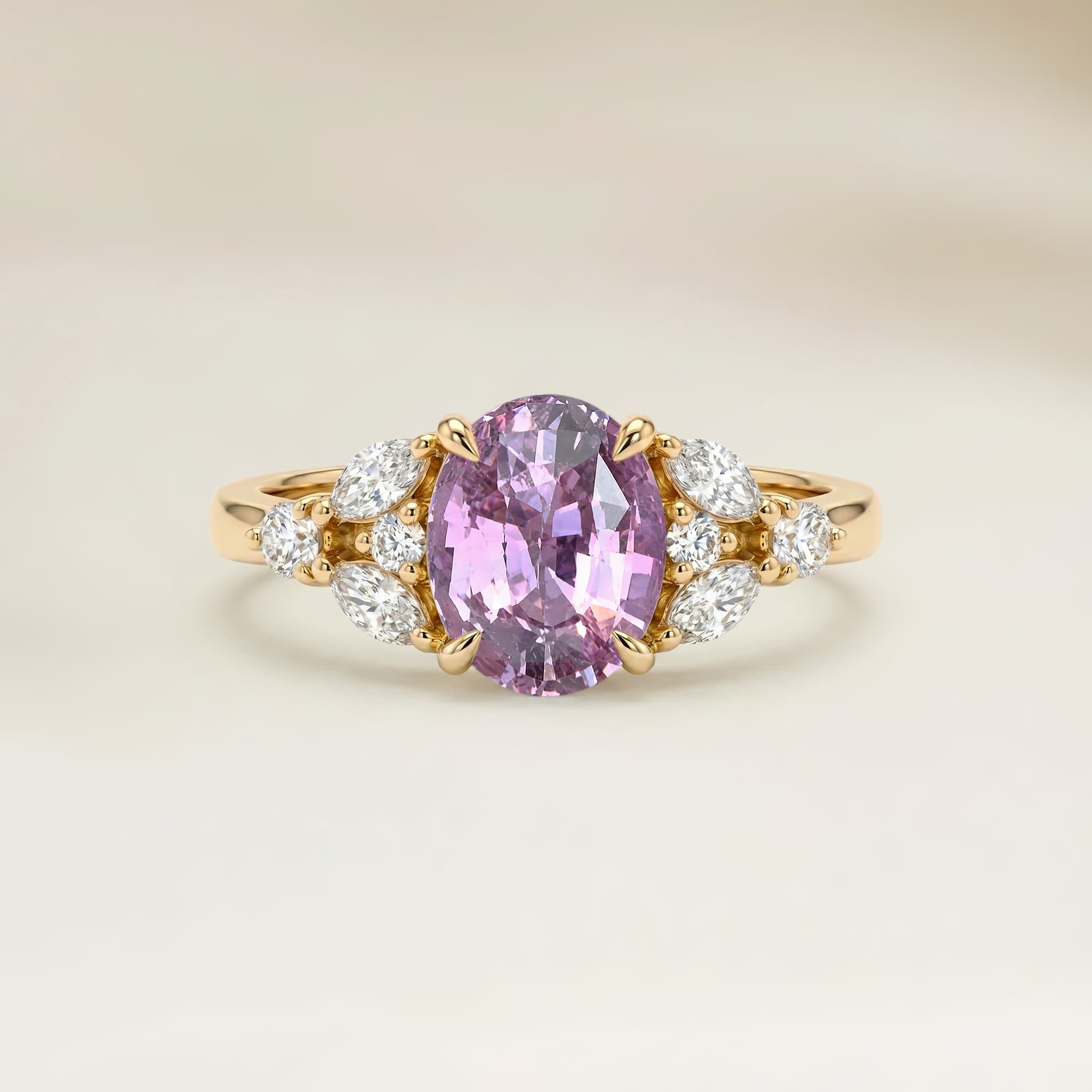 Bague Floral Saphir Padparadscha Ovale de 1,07ct