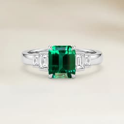 Bague Art Deco Emeraude de Zambie Rectangle de 1,71ct