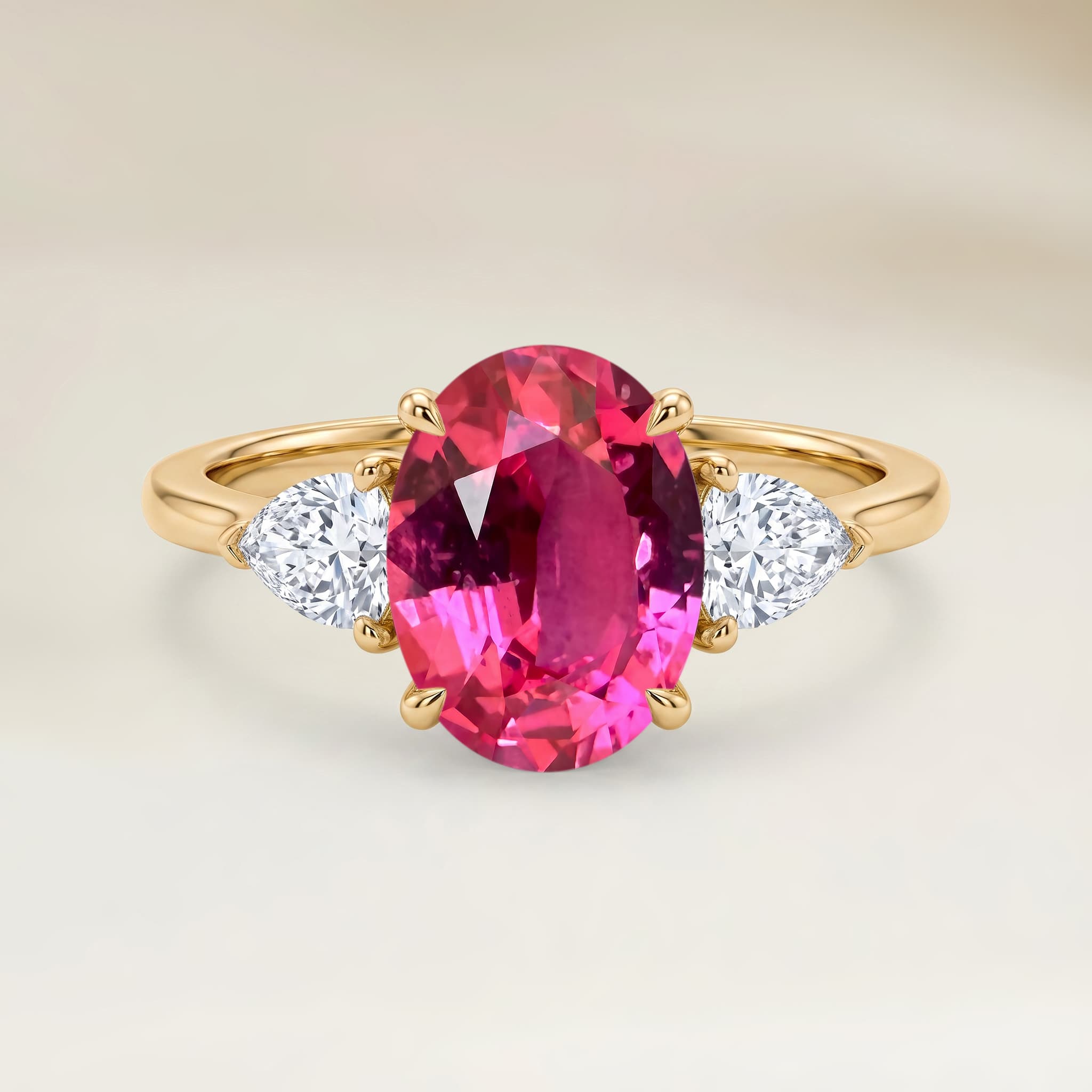 Bague Epaulé Spinelle Rose Ovale de 1,59ct