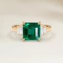 Bague Art Deco Emeraude de Zambie Rectangle de 0,67ct