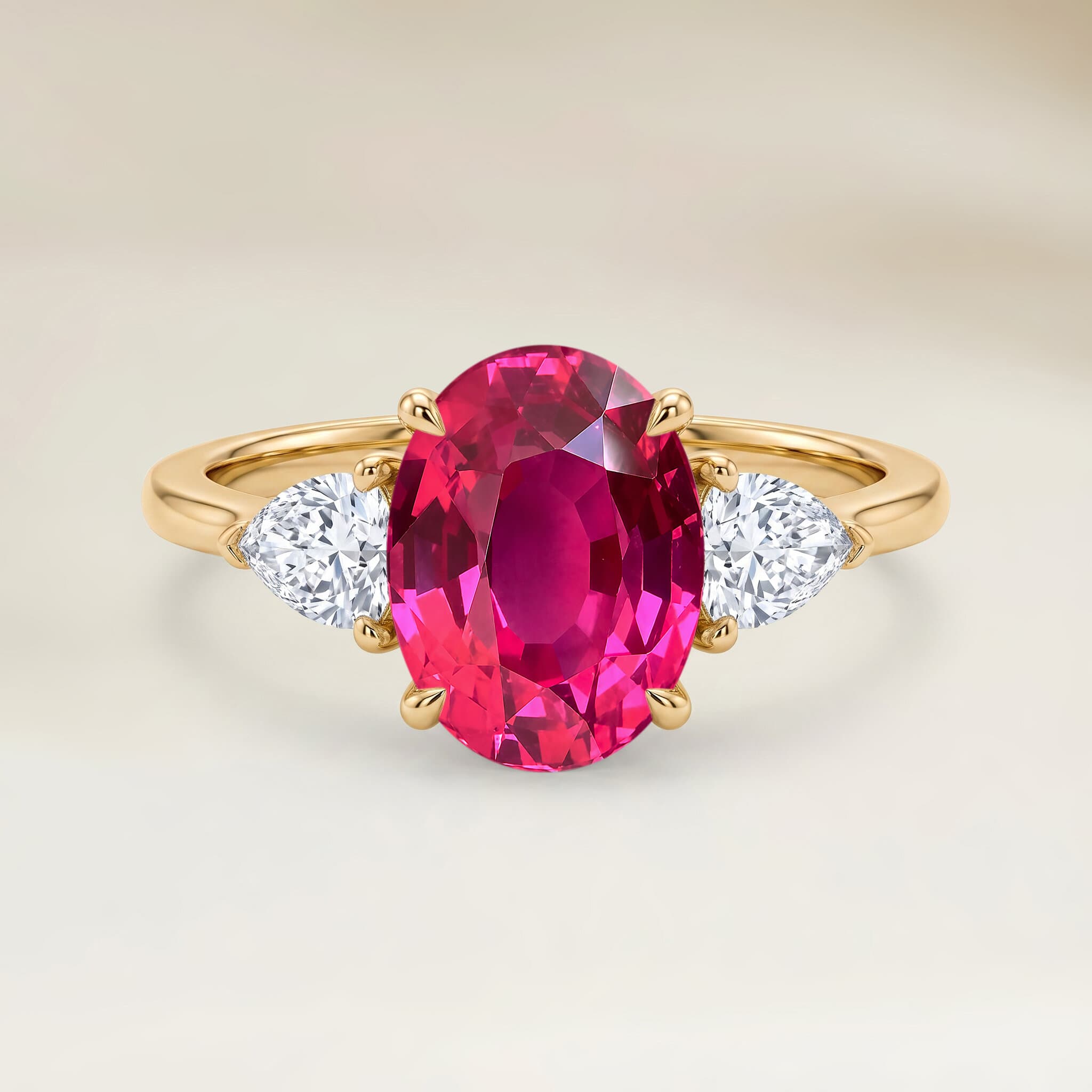 Bague Epaulé Spinelle Rose Ovale de 2,63ct