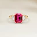 Bague Art Deco Spinelle Rose Rectangle de 2,15ct