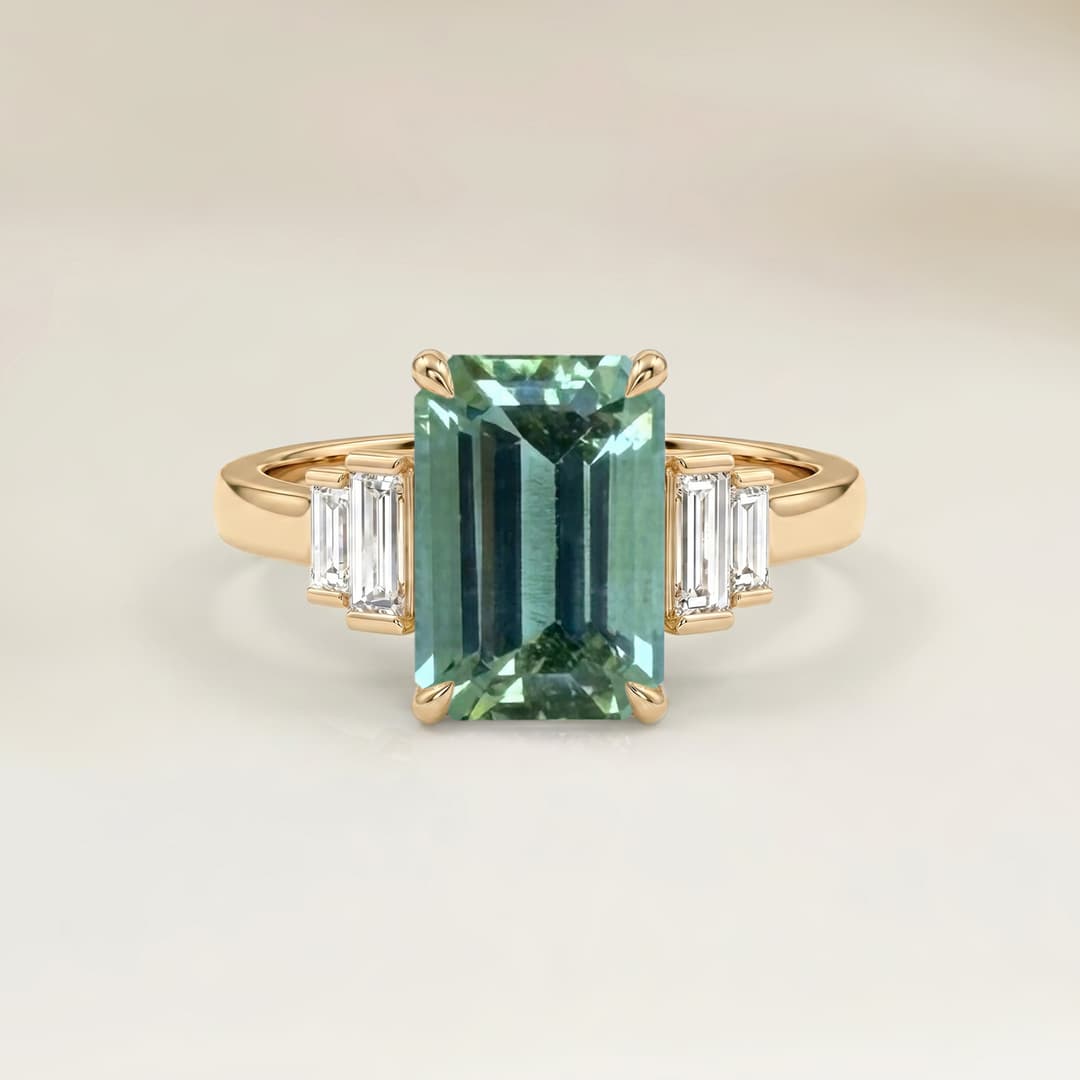 Bague Art Deco Tourmaline Verte Rectangle de 1,24ct