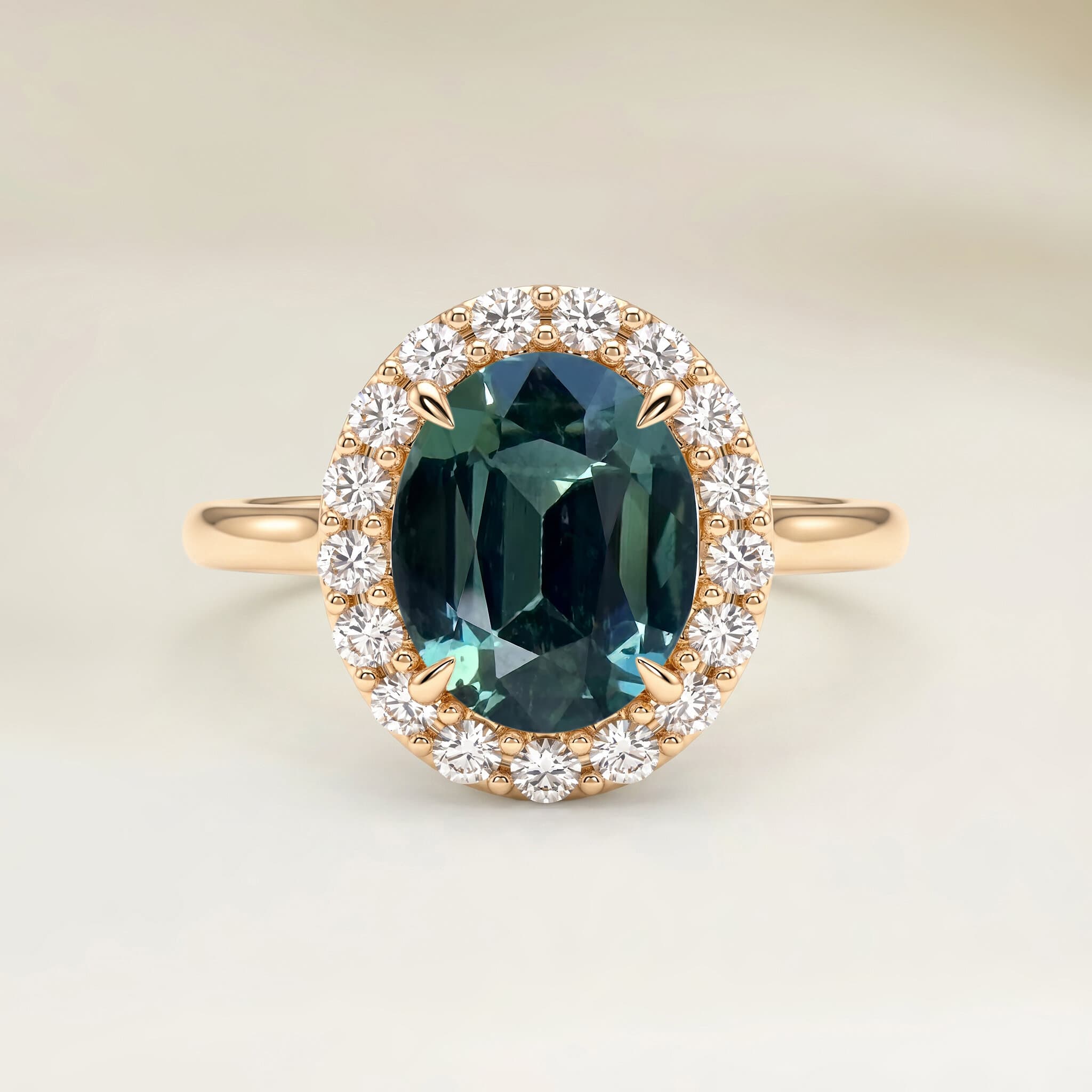 Bague Vintage Saphir Teal Ovale de 1,06ct