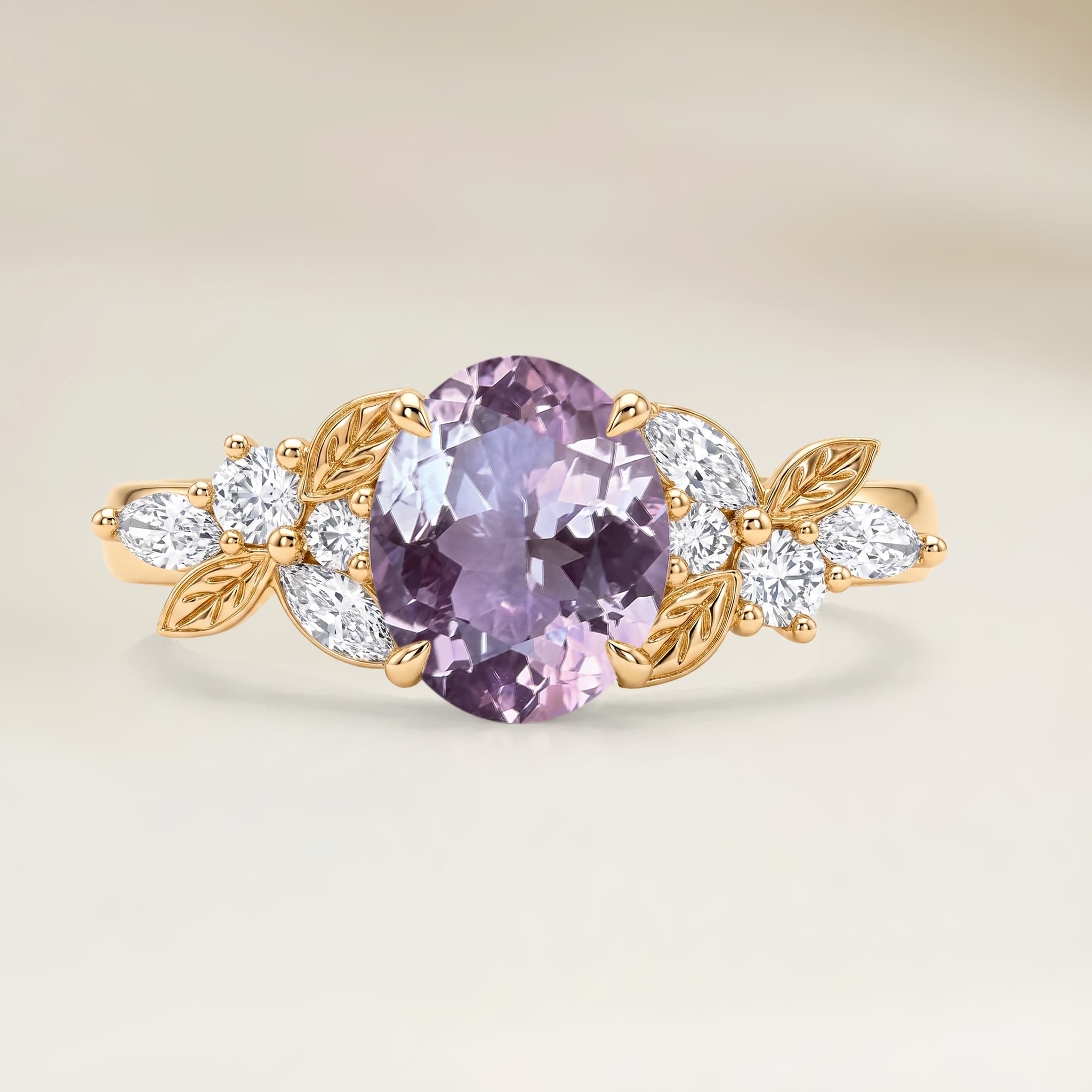 Bague Floral Tourmaline Rose Ovale de 1,06ct