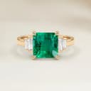 Bague Art Deco Emeraude de Zambie Rectangle de 0,51ct