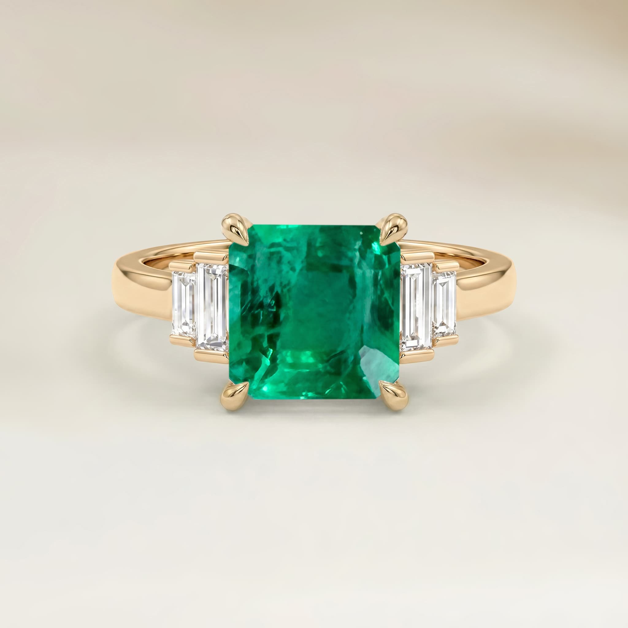 Bague Art Deco Emeraude de Zambie Rectangle de 0,51ct