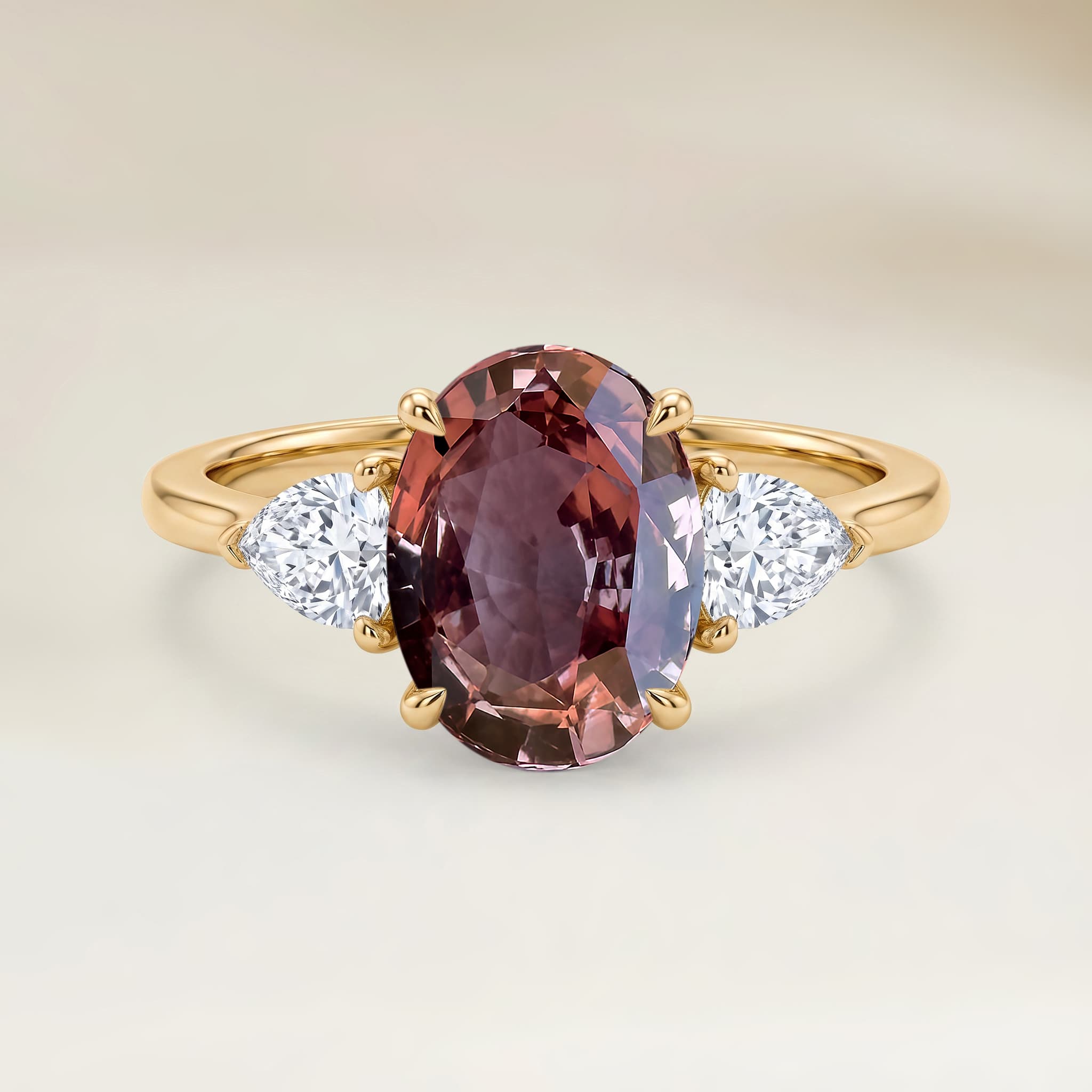 Bague Epaulé Saphir Padparadscha Ovale de 1,54ct