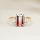 Bague Art Deco Tourmaline Bicolore Rectangle de 3,40ct