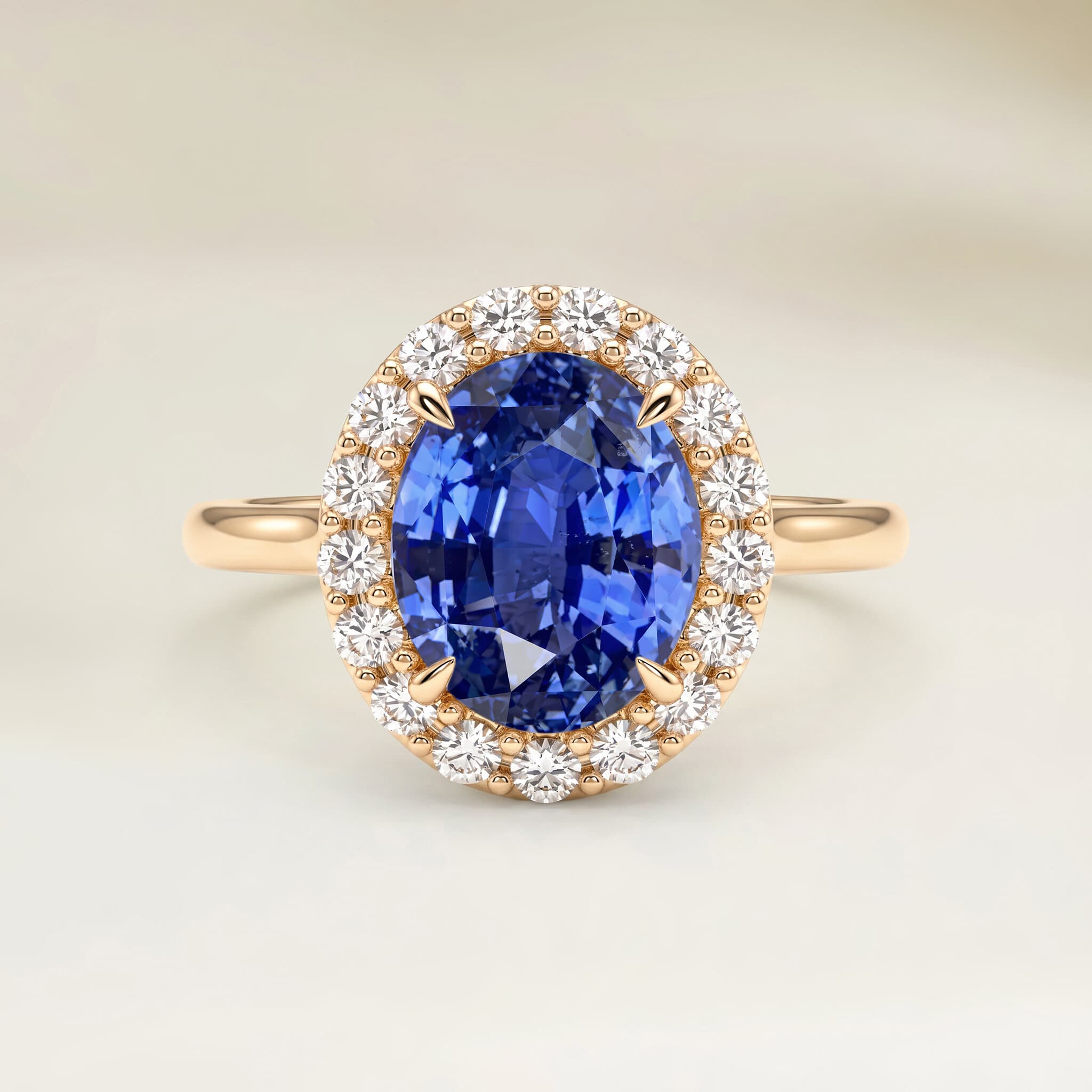 Bague Vintage Saphir Bleu Ovale de 2,17ct