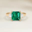Bague Art Deco Emeraude de Zambie Carré de 0,96ct