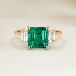 Bague Art Deco Emeraude de Zambie Carré de 0,96ct