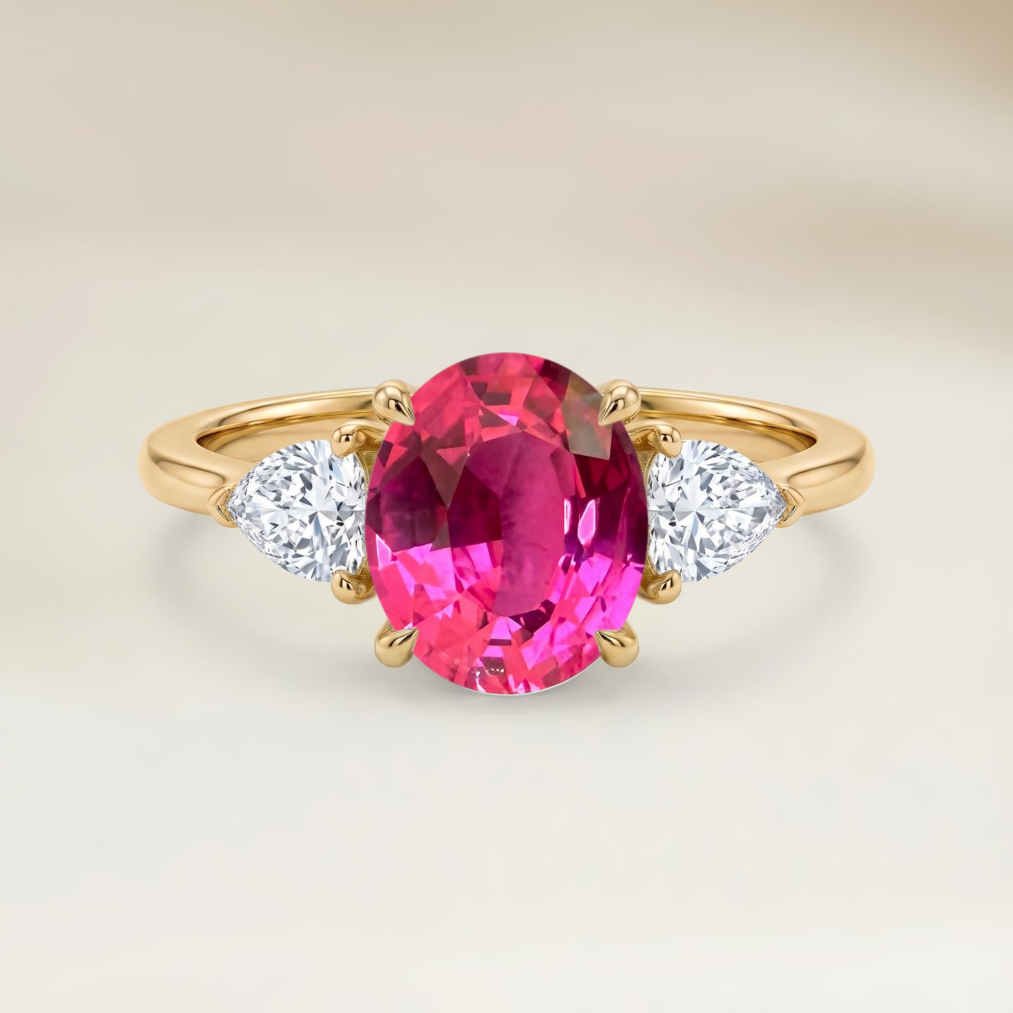 Bague Epaulé Spinelle Rose Ovale de 1,78ct
