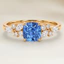 Bague Floral Saphir Bleu Coussin de 2,71ct