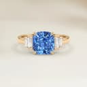 Bague Art Deco Saphir Bleu Coussin de 2,71ct